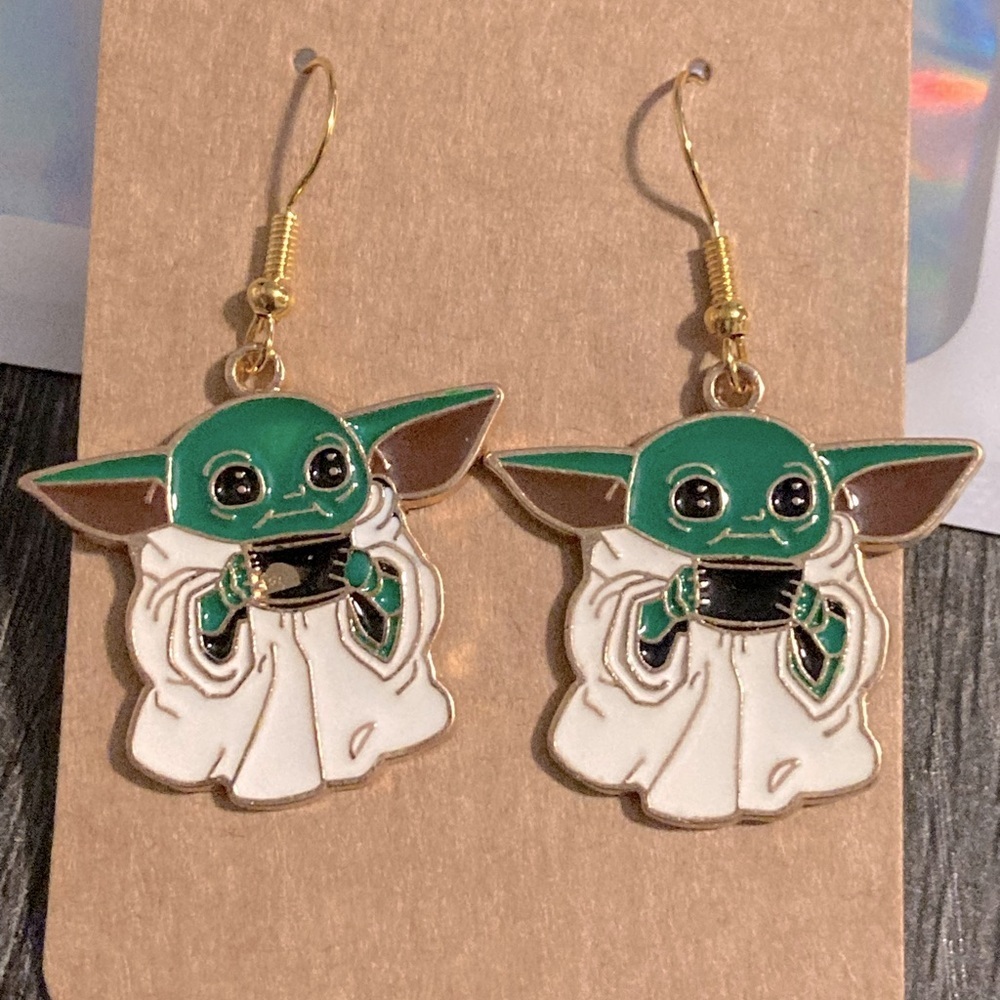 Hand Crafted Star Wars Grogu Pair of Earrings